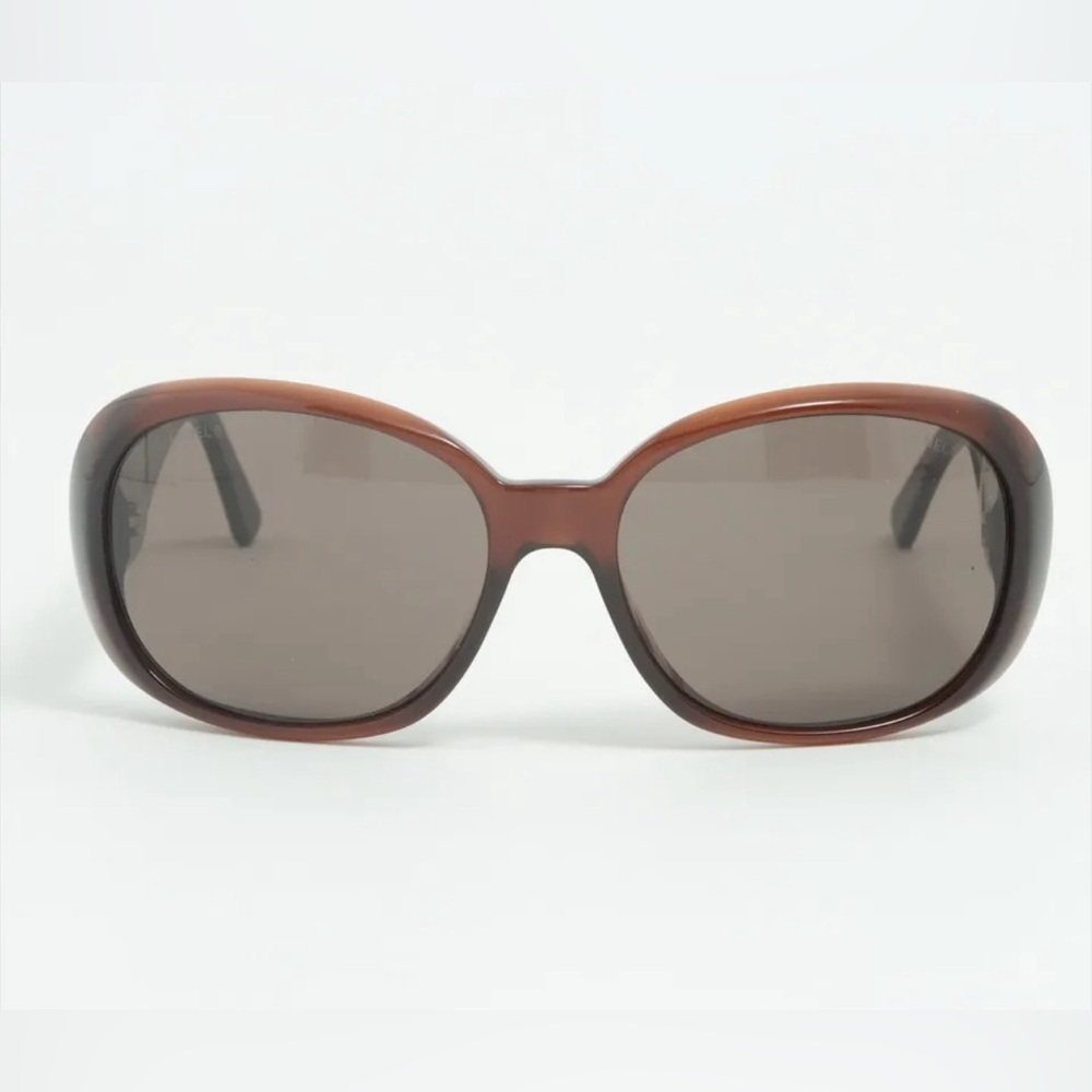 Chanel Coco Mark CC Camila Sunglasses Brown With Black Flowers 5113A - Picture 2 of 5